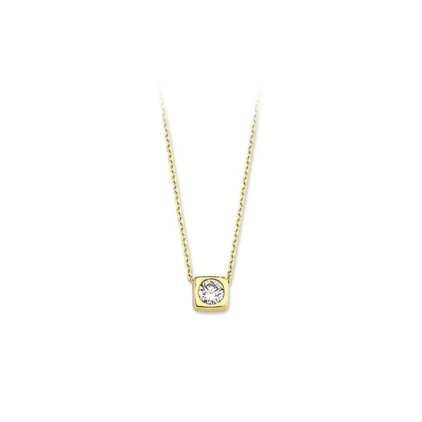 14k Gold Single Stone Necklace