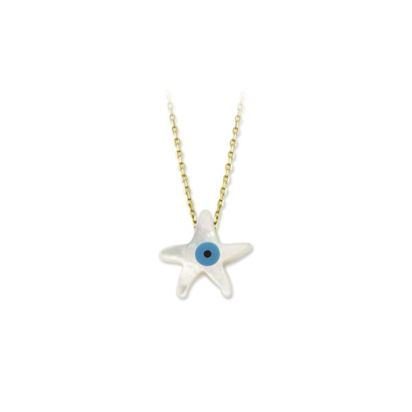 14k Gold Mop Necklace-Star/white