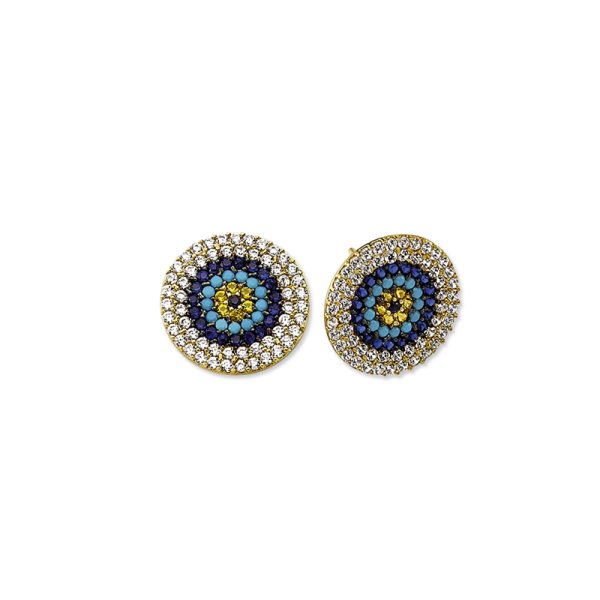 Silver Midi Stud Earring-Eye