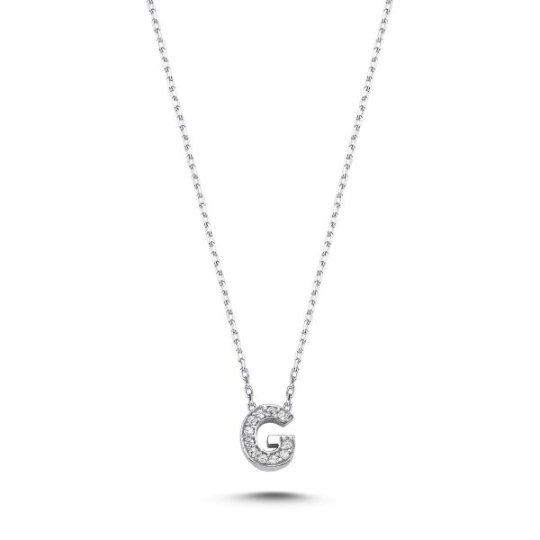 3D Zircon Initial Necklace-G