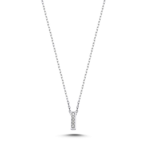 3D Zircon Initial Necklace-I