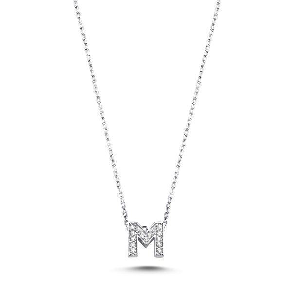 3D Zircon Initial Necklace-M