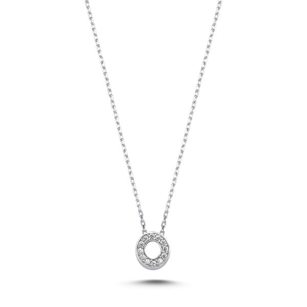 3D Zircon Initial Necklace-O