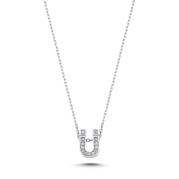 3D Zircon Initial Necklace-Ü